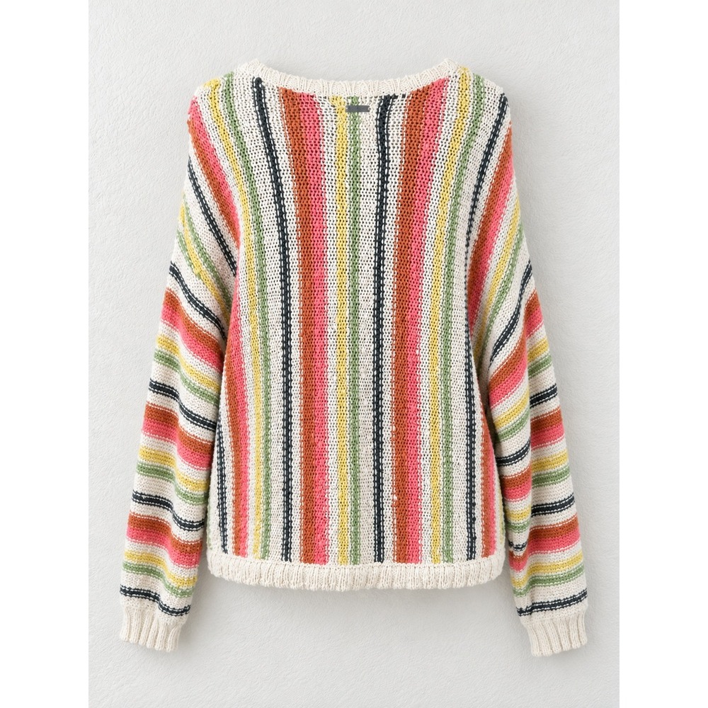 Billabong Women's Medium Multicolor Striped Open Knit Sweater Boho Pullover - Picture 2 of 5